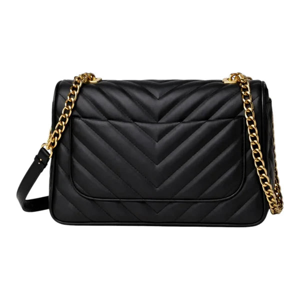 Elegant Black Quilted Shoulder Bag for Women Stylish Chain Design