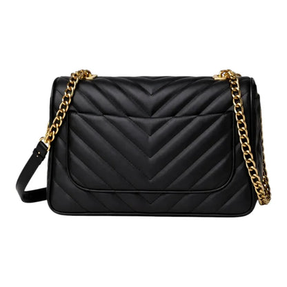 Elegant Black Quilted Shoulder Bag for Women Stylish Chain Design