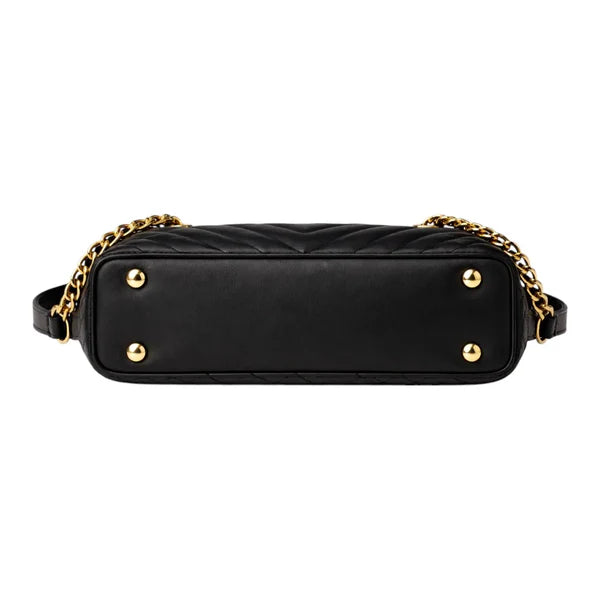 Elegant Black Quilted Shoulder Bag for Women Stylish Chain Design